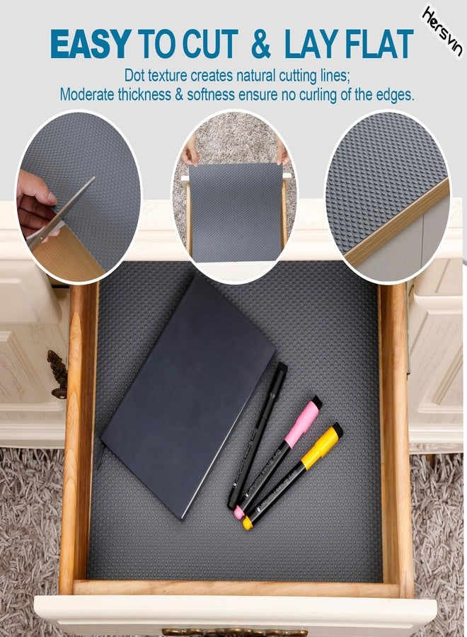 Hersvin Shelf Liners, 24in x 20ft Kitchen Drawer Mats, Non-Adhesive EVA Cupboard Protector, Cabinet Lining (Dark Gray/Dot) - Image 4